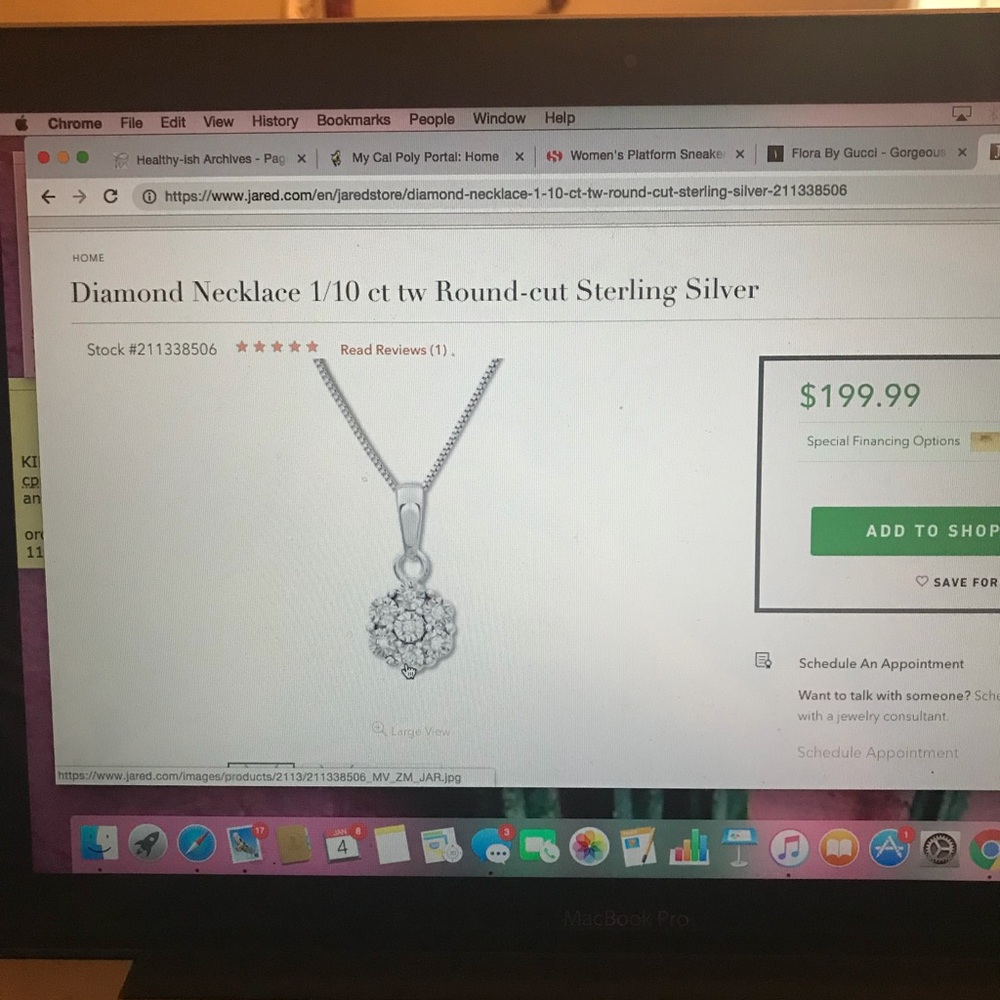 Diamond Sterling Silver Cluster Necklace - Silver